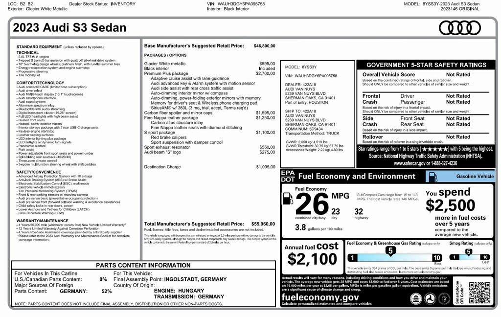 used 2023 Audi S3 car, priced at $34,175