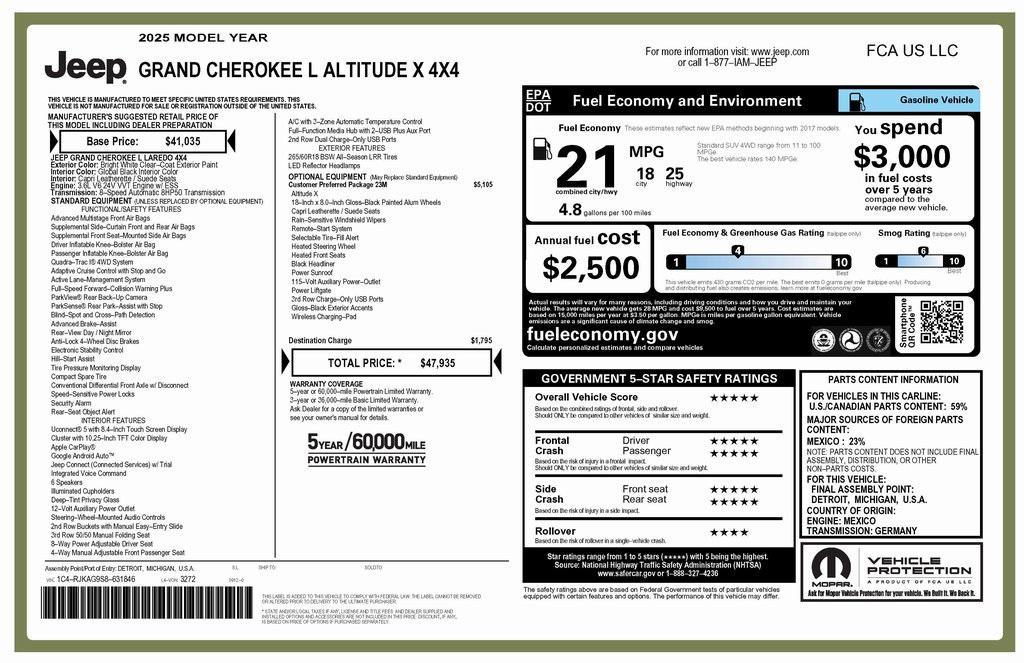 used 2025 Jeep Grand Cherokee L car, priced at $37,973