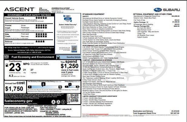 used 2020 Subaru Ascent car, priced at $17,373