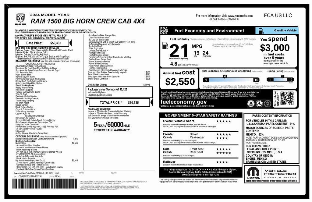 used 2024 Ram 1500 car, priced at $37,573