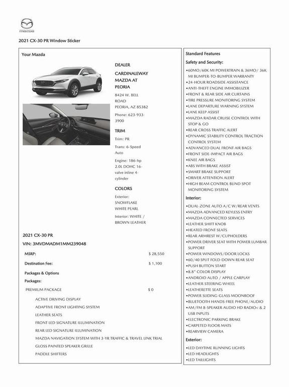 used 2021 Mazda CX-30 car, priced at $19,573