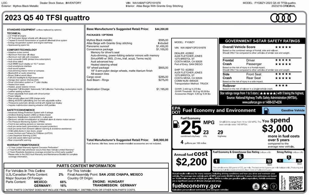 used 2023 Audi Q5 car, priced at $28,575