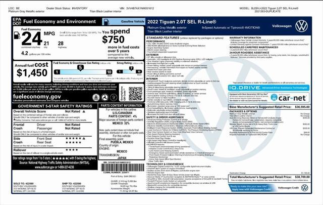 used 2022 Volkswagen Tiguan car, priced at $24,575