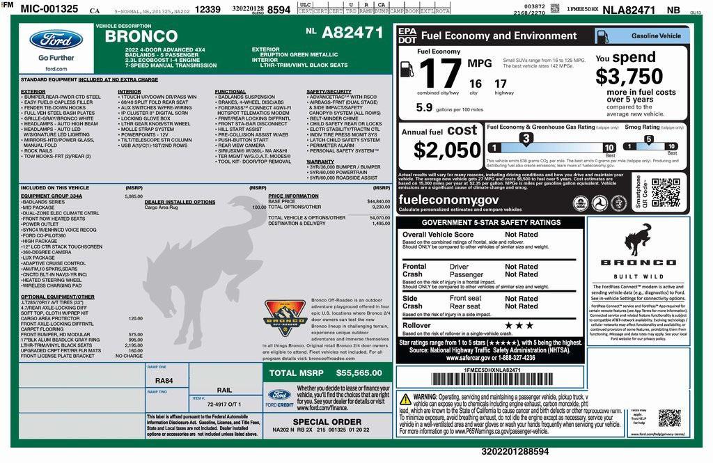 used 2022 Ford Bronco car, priced at $42,573
