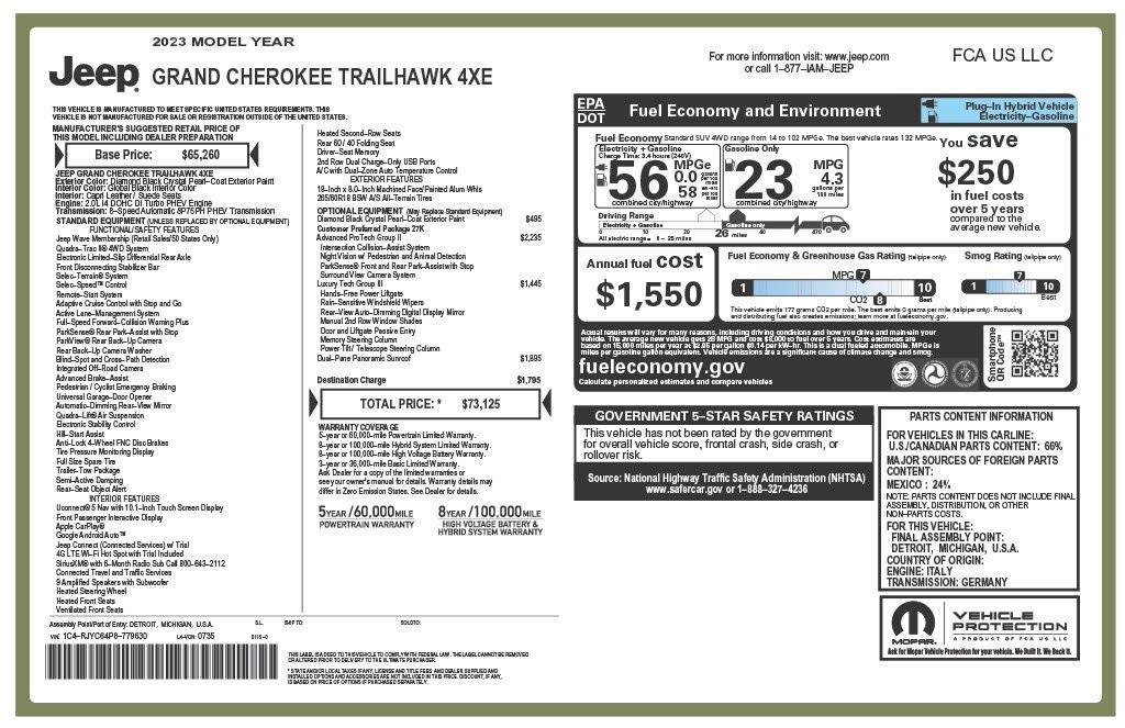 used 2023 Jeep Grand Cherokee 4xe car, priced at $31,573