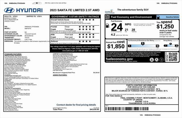 used 2023 Hyundai Santa Fe car, priced at $27,775