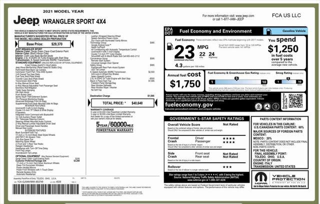 used 2021 Jeep Wrangler car, priced at $23,975