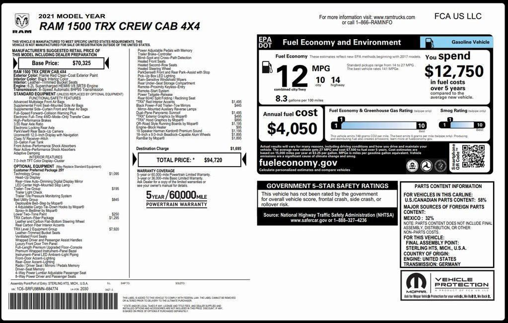 used 2021 Ram 1500 car, priced at $68,473