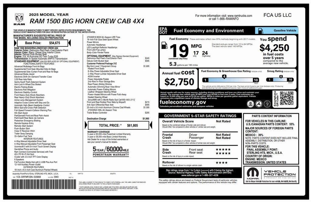 used 2025 Ram 1500 car, priced at $40,575