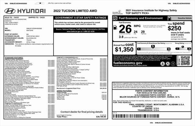 used 2022 Hyundai Tucson car, priced at $22,275