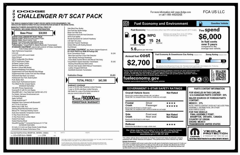 used 2020 Dodge Challenger car, priced at $35,673