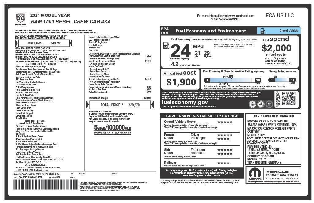 used 2021 Ram 1500 car, priced at $43,475