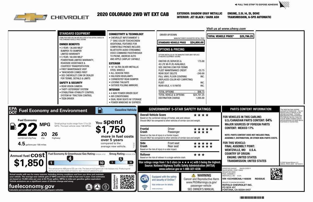 used 2020 Chevrolet Colorado car, priced at $20,973