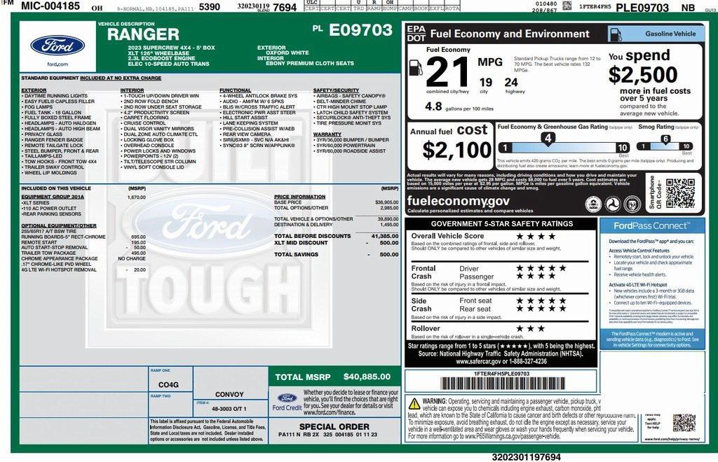 used 2023 Ford Ranger car, priced at $30,973