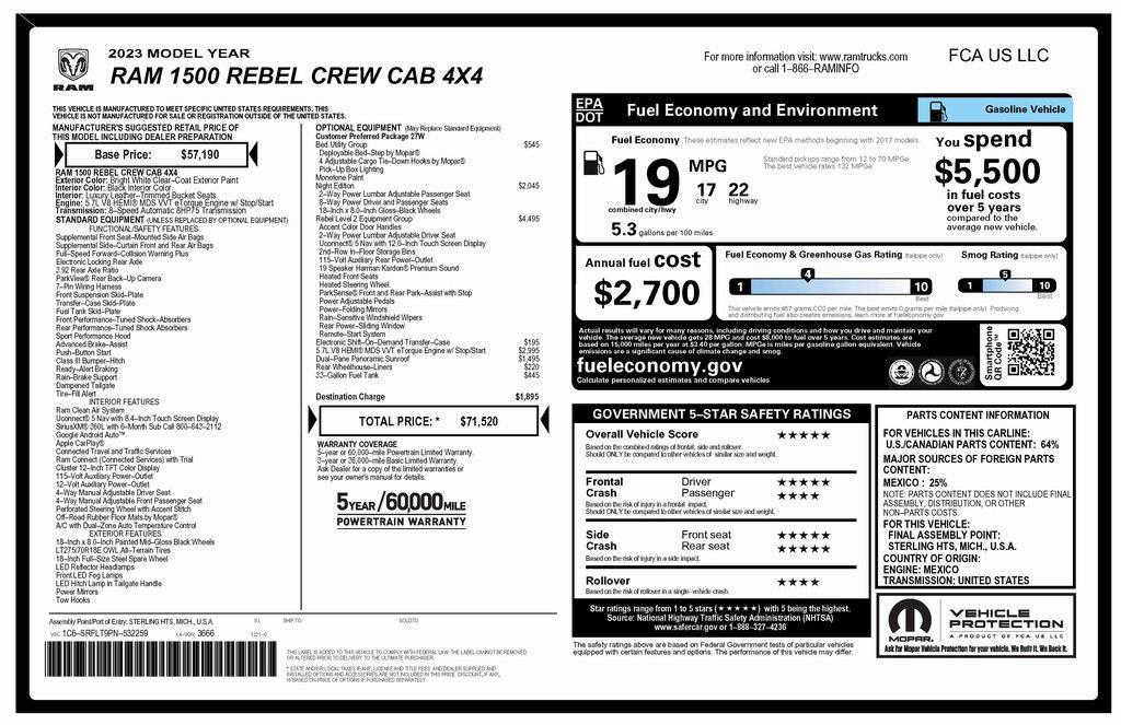 used 2023 Ram 1500 car, priced at $43,775