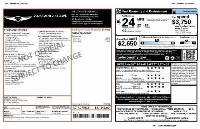 used 2025 Genesis GV70 car, priced at $44,273