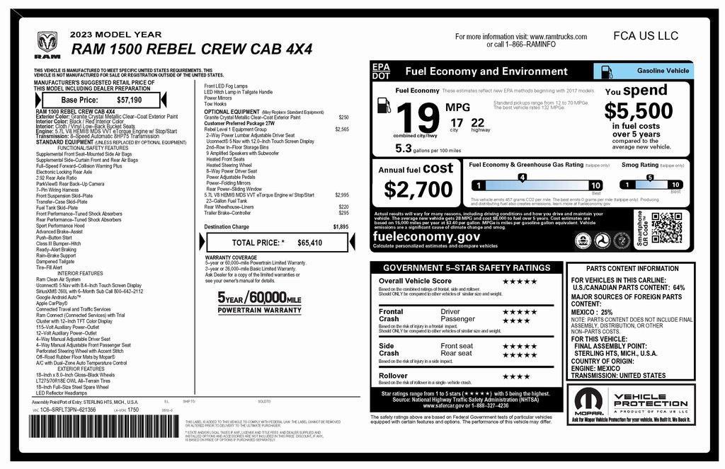 used 2023 Ram 1500 car, priced at $44,973