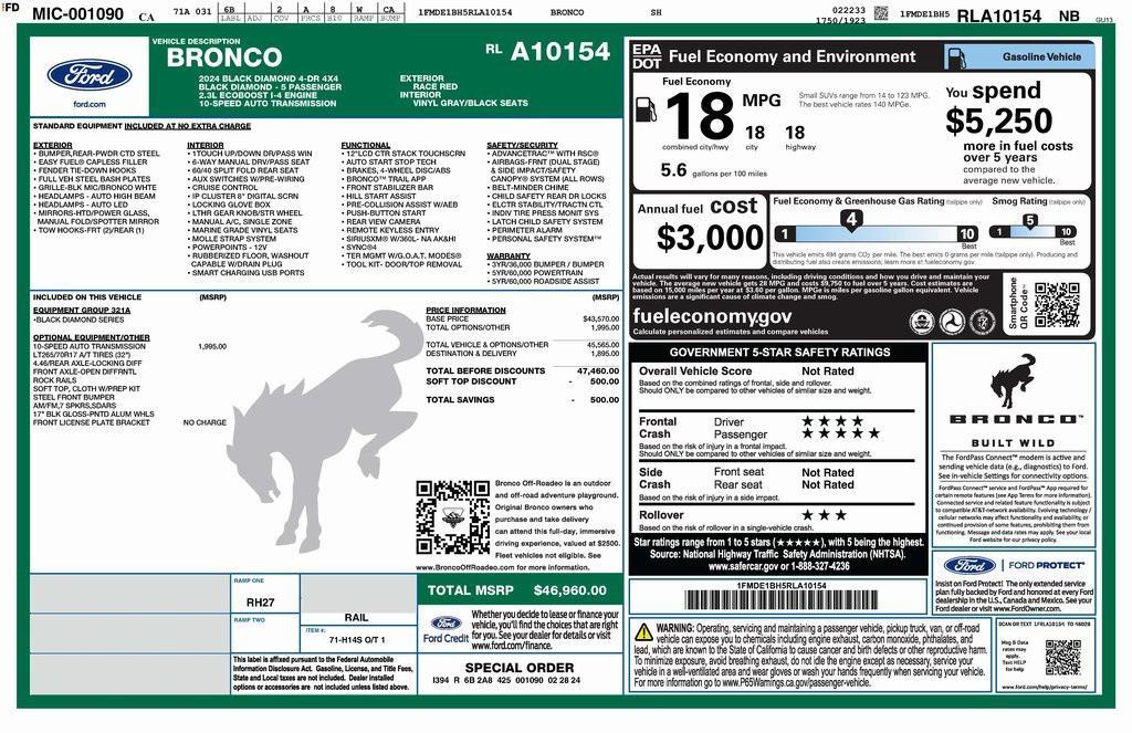 used 2024 Ford Bronco car, priced at $38,973