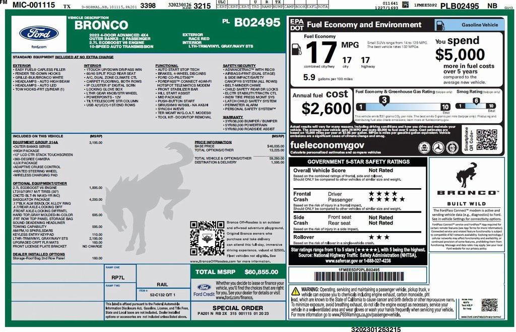 used 2023 Ford Bronco car, priced at $48,573