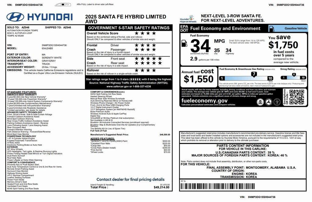 used 2025 Hyundai Santa Fe car, priced at $39,973