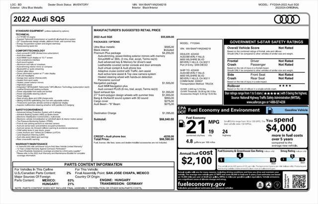 used 2022 Audi SQ5 car, priced at $39,975