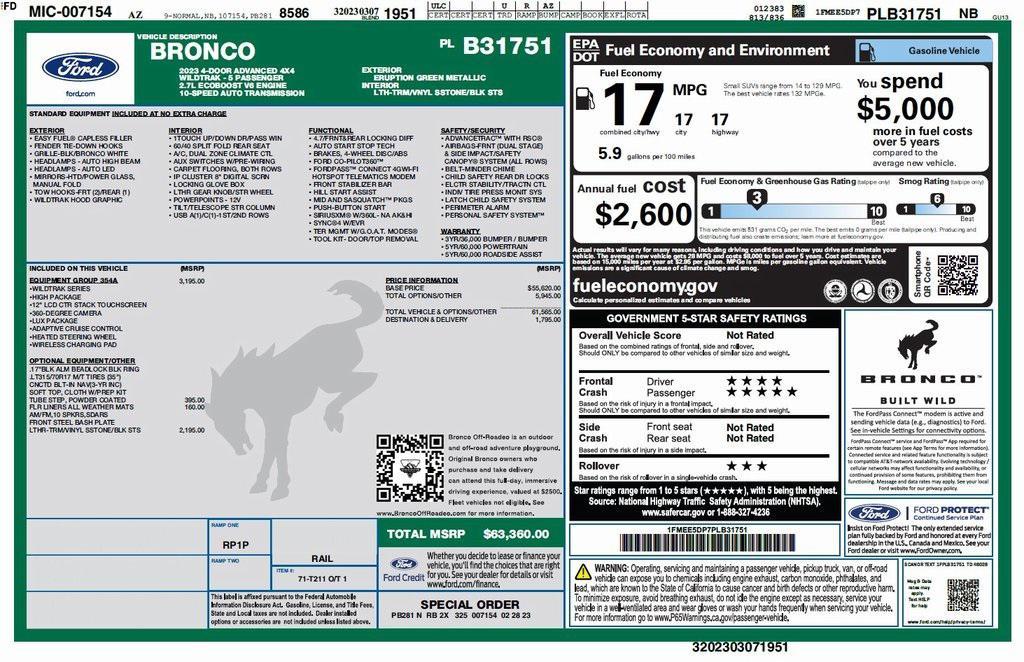 used 2023 Ford Bronco car, priced at $51,573