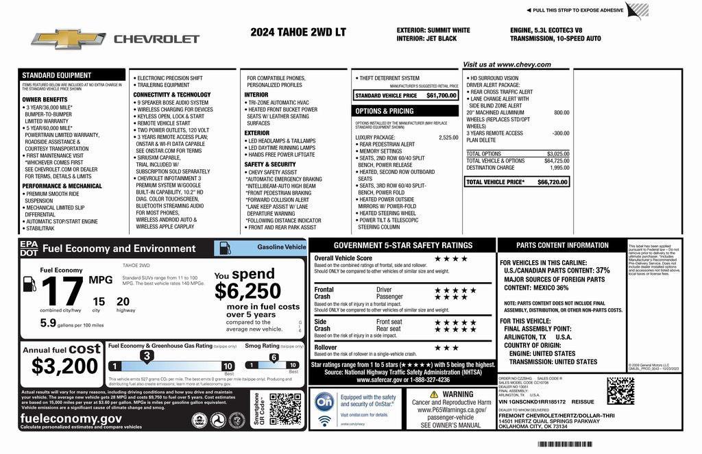 used 2024 Chevrolet Tahoe car, priced at $52,973