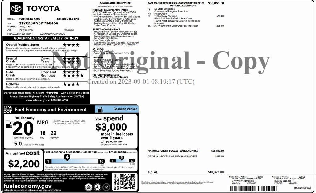 used 2023 Toyota Tacoma car, priced at $34,573