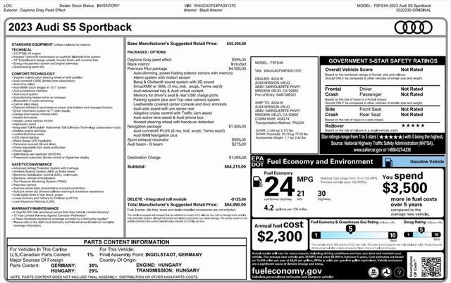 used 2023 Audi S5 car, priced at $51,373