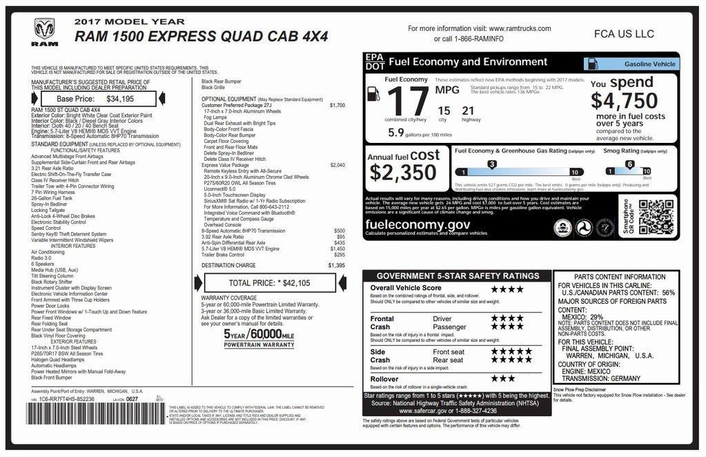 used 2017 Ram 1500 car