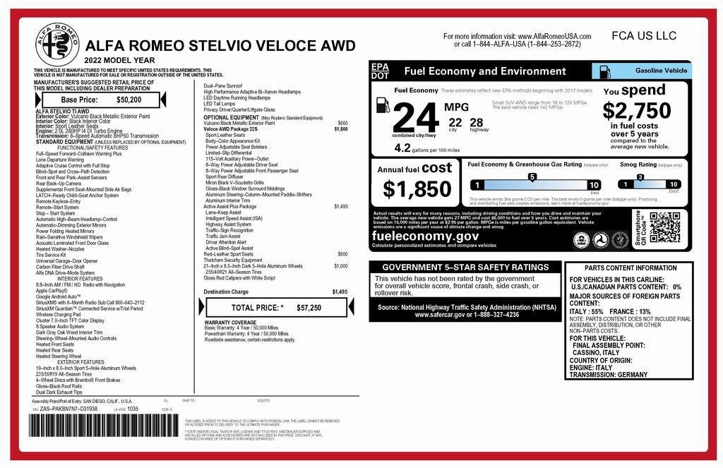 used 2022 Alfa Romeo Stelvio car, priced at $26,573