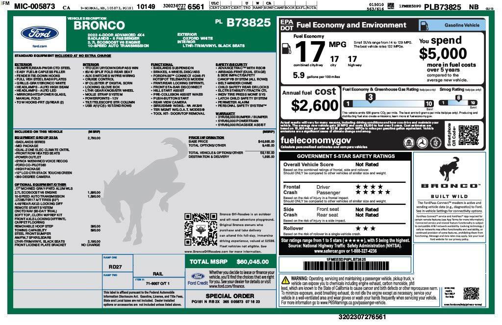 used 2023 Ford Bronco car, priced at $42,973