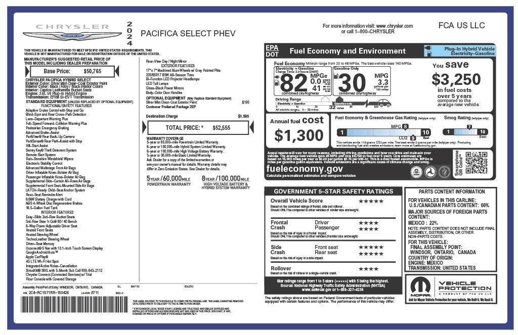 used 2024 Chrysler Pacifica Hybrid car, priced at $28,573