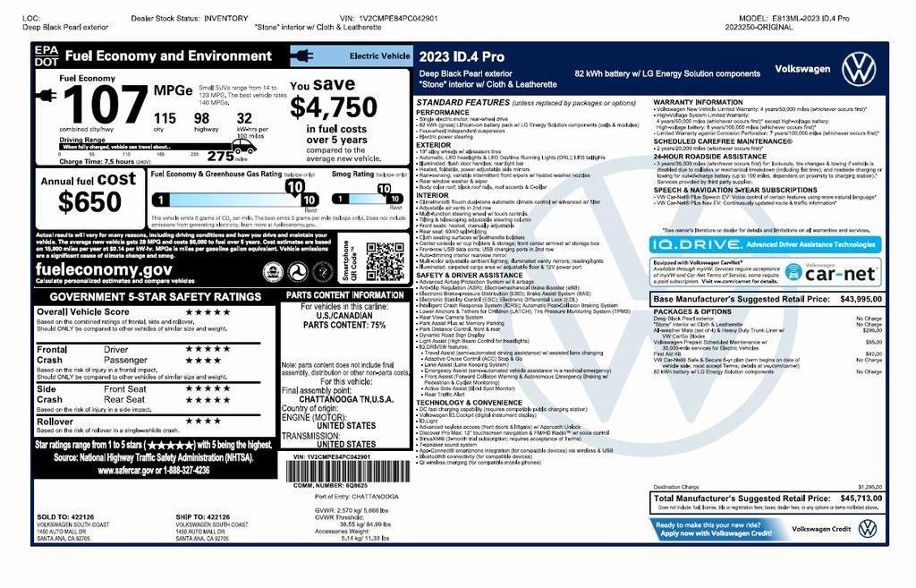 used 2023 Volkswagen ID.4 car, priced at $17,975