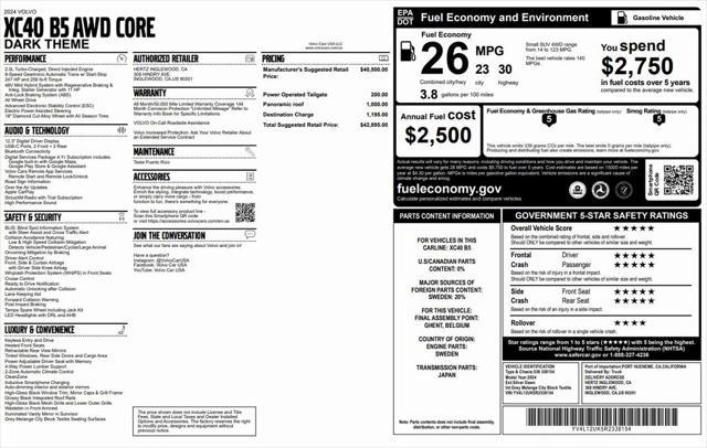 used 2024 Volvo XC40 car, priced at $29,573