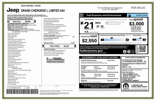 used 2024 Jeep Grand Cherokee L car, priced at $39,573