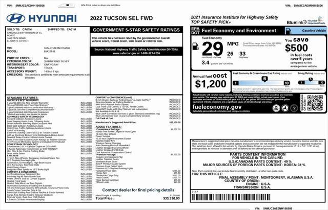 used 2022 Hyundai Tucson car, priced at $19,975