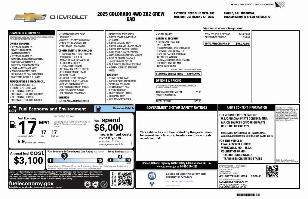 used 2025 Chevrolet Colorado car, priced at $47,973