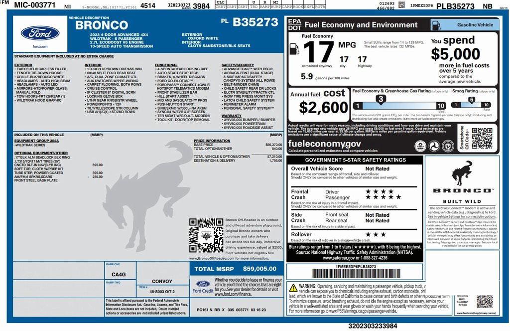 used 2023 Ford Bronco car, priced at $48,973