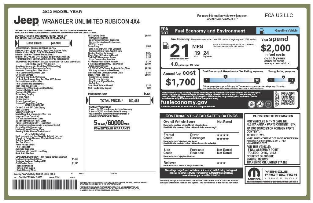 used 2022 Jeep Wrangler Unlimited car, priced at $43,573