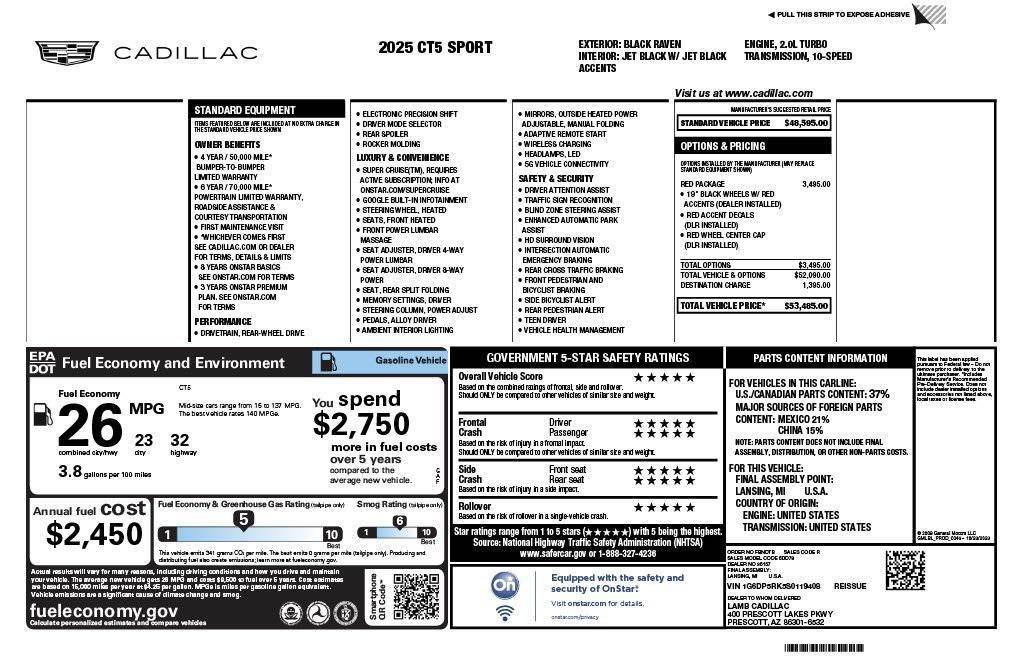 used 2025 Cadillac CT5 car, priced at $44,973