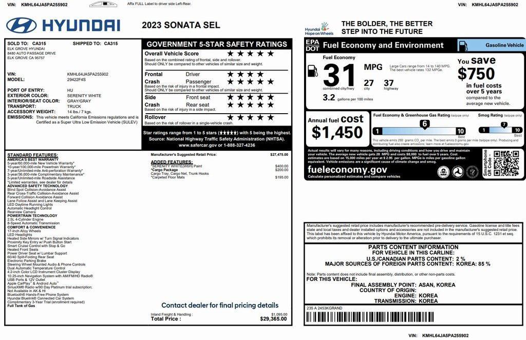 used 2023 Hyundai Sonata car, priced at $18,975
