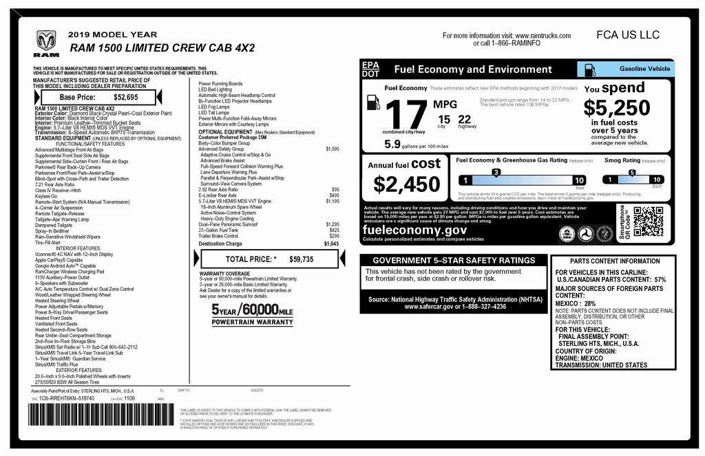 used 2019 Ram 1500 car, priced at $37,573