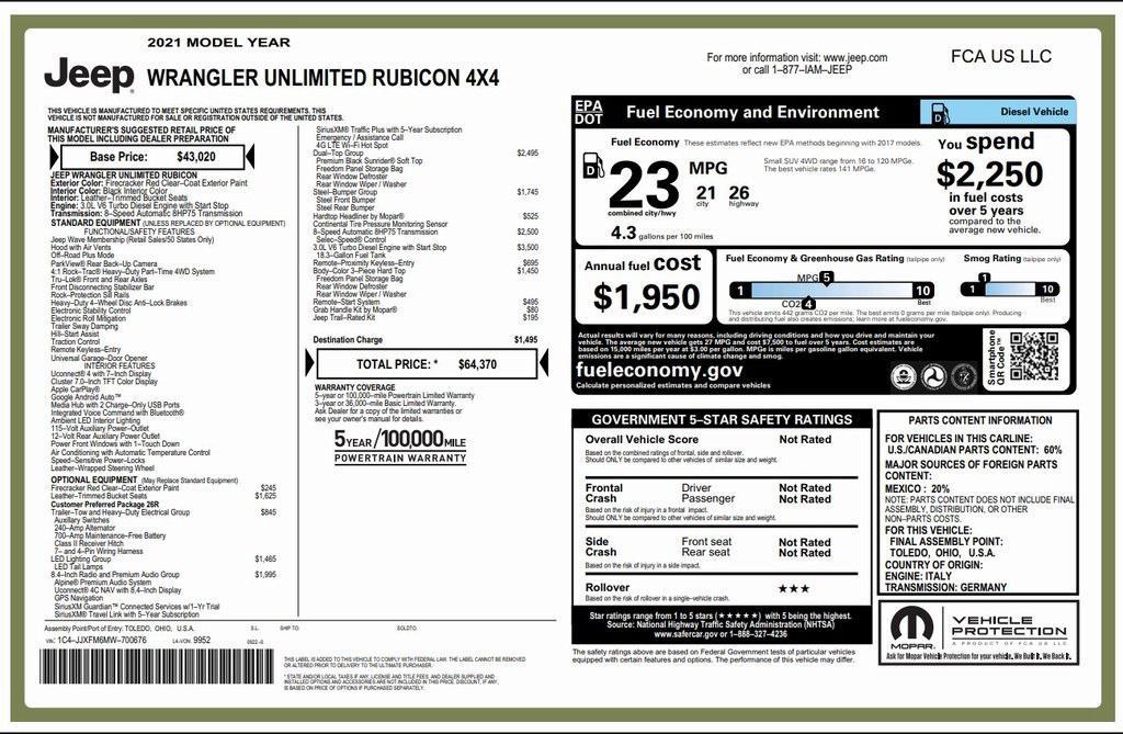 used 2021 Jeep Wrangler Unlimited car, priced at $38,573