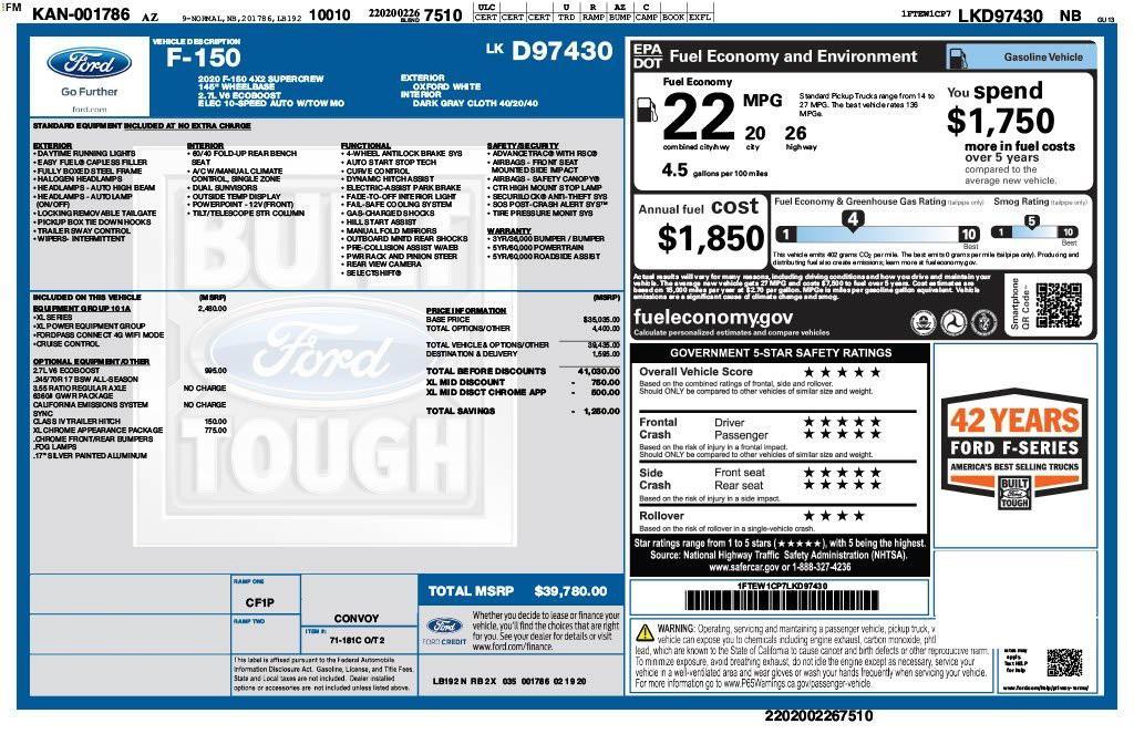 used 2020 Ford F-150 car, priced at $23,973