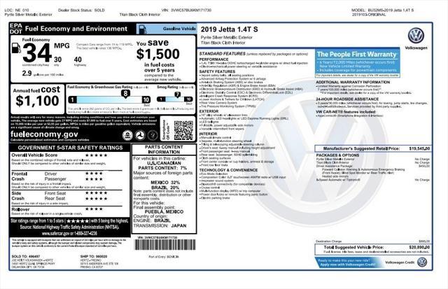 used 2019 Volkswagen Jetta car, priced at $14,173