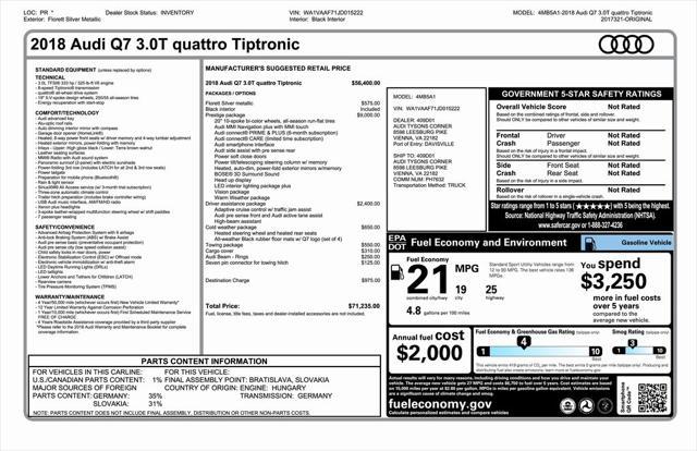 used 2018 Audi Q7 car, priced at $19,273