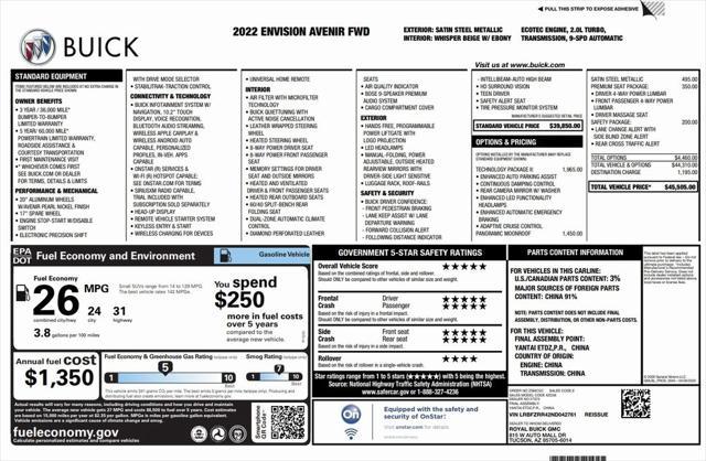 used 2022 Buick Envision car, priced at $27,573