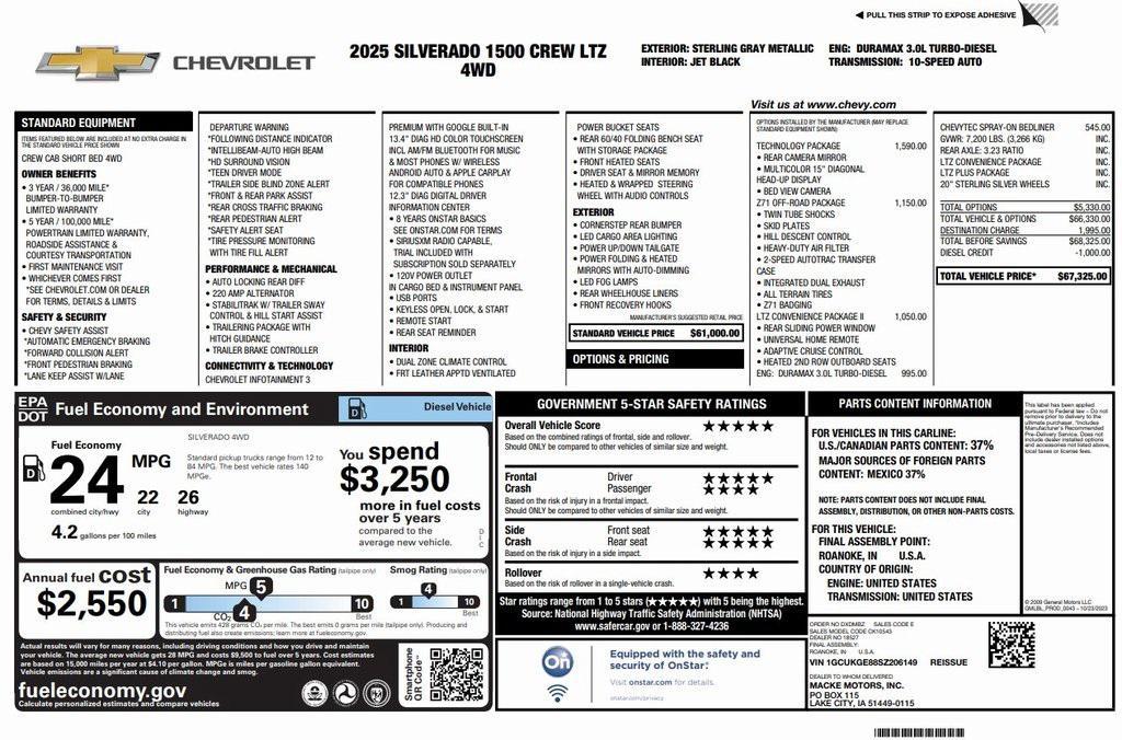 used 2025 Chevrolet Silverado 1500 car, priced at $49,973