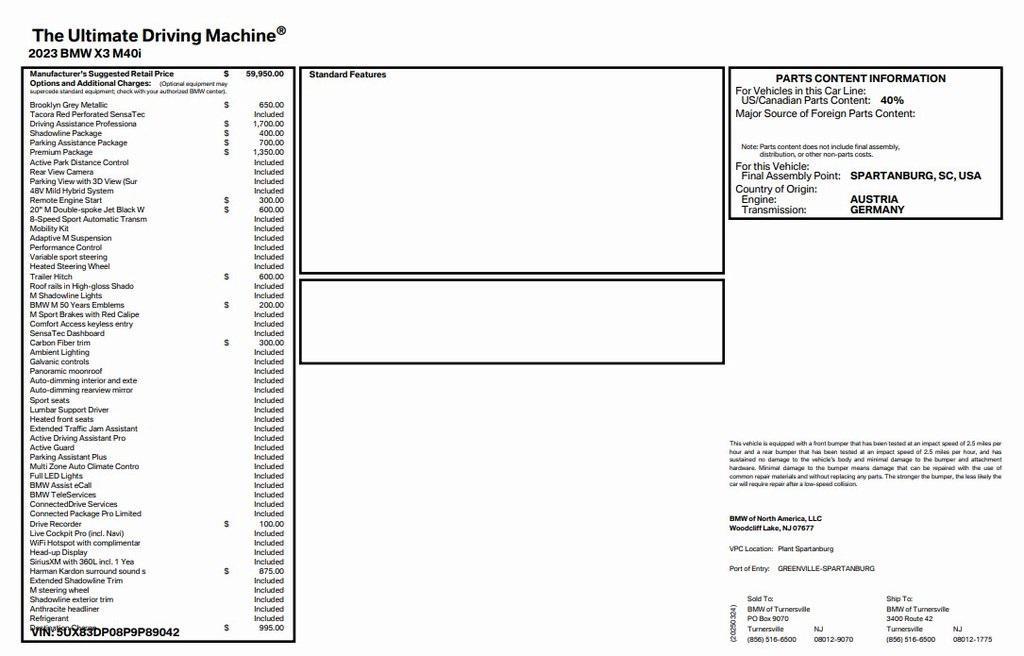 used 2023 BMW X3 car, priced at $48,973